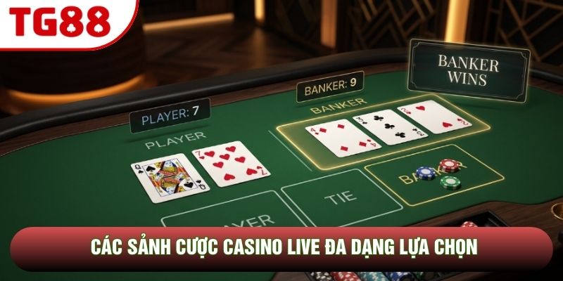 Các sảnh cược casino live đa dạng lựa chọn