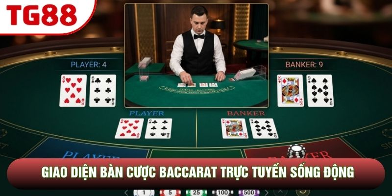 Giao diện bàn cược Baccarat trực tuyến sống động