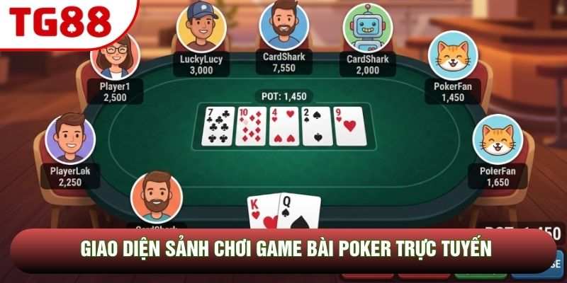 Giao diện sảnh chơi game bài Poker trực tuyến